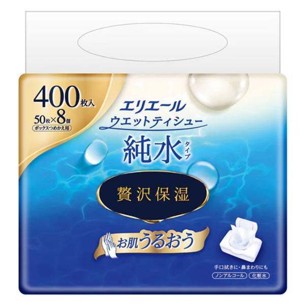 エリエール 贅沢保湿 ウェットティッシュ 純水タイプ ボックス詰め替え