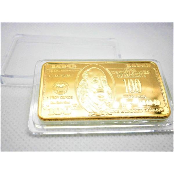 アメリカ100ドル紙幣デザイン！金の延べ棒 インゴット金塊 潜在
