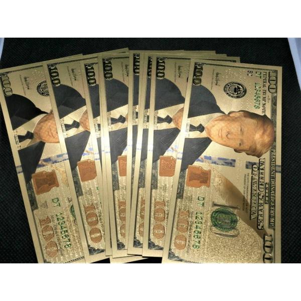 社長経営者向け10枚セット！黄金に輝くアメリカ大統領トランプ100ドル