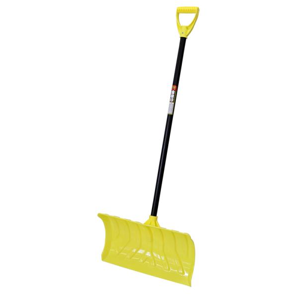新雪を押しながら除去！腰への負担も少ない雪かき！商品特徴・10〜15cmの新雪の除去に便利・頭は樹脂、柄は丈夫なパイプ・降雪の量や地面の凹凸により使用できない場合もあります・日本製