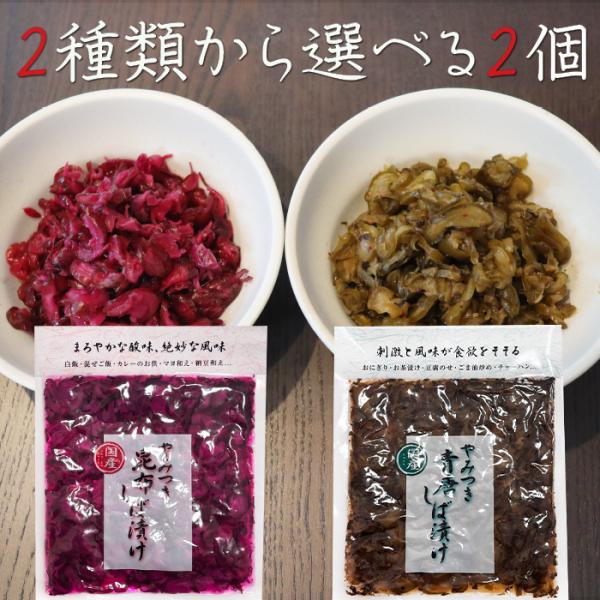 【送料無料】しば漬け2種類から選べる2個 やみつき昆布しば漬け150g やみつき青唐しば漬け150g 国産昆布・きゅうり・なす使用 柴漬け お漬物
