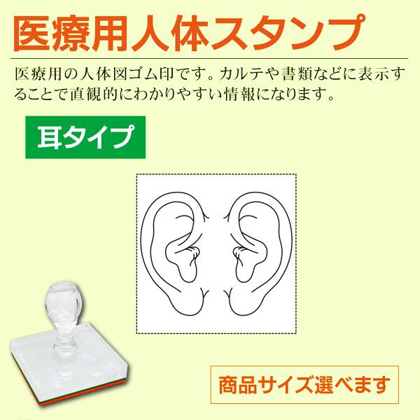 医療用人体図ゴム印 耳タイプ 正面 背面 大小サイズ選べる カルテ 書類