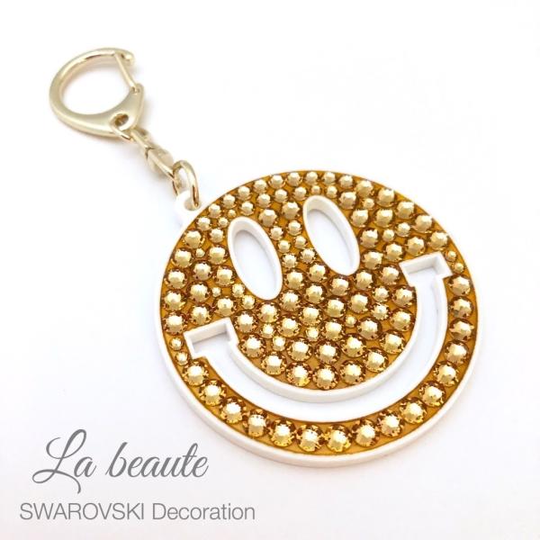 キーホルダー スワロフスキー スマイリー BIG ニコちゃん キラキラ SWAROVSKI 選べるカラー