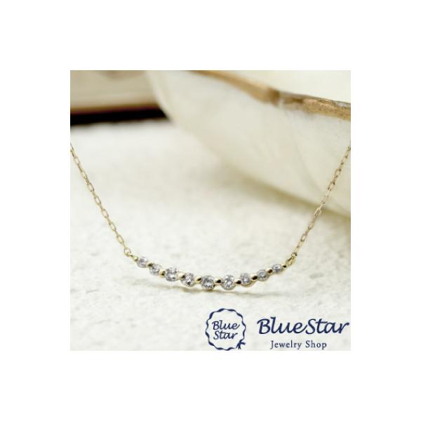 ⭐︎ ダイヤモンド10石⭐︎ K18 050 ct ⭐︎ 職人技　⭐︎ラインネックレス ネックレス レディース K18YG ダイヤモンドラインネックレス0.10ct