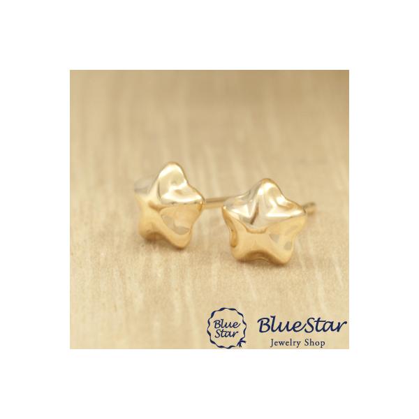 【5mm 星】☆ぷっくり星のシンプルピアス K18YG 5mm 星】☆ぷっくり星のシンプルピアス K18YG BlueStar