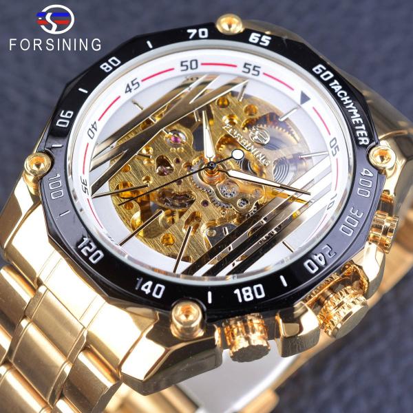 腕時計 メンズ Forsining 海外ブランド 高級 自動巻き Fsg8068m4 G3 機械式 スケルトン スチール スチームパンク