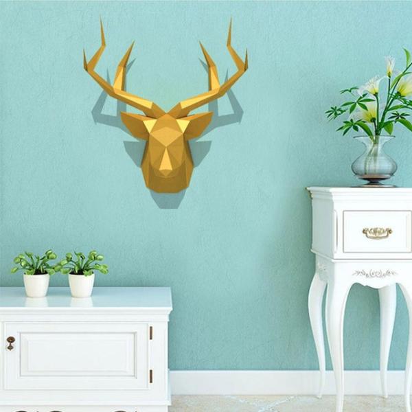 鹿の頭のはく製風ペーパーモデル おもちゃ 家の装飾 リビングルームの装飾