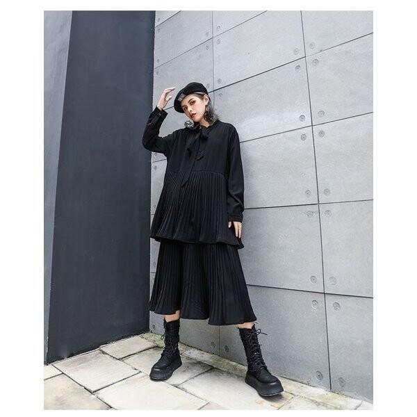 期間限定送料無料 レディース秋冬コーデ黒ワンピース