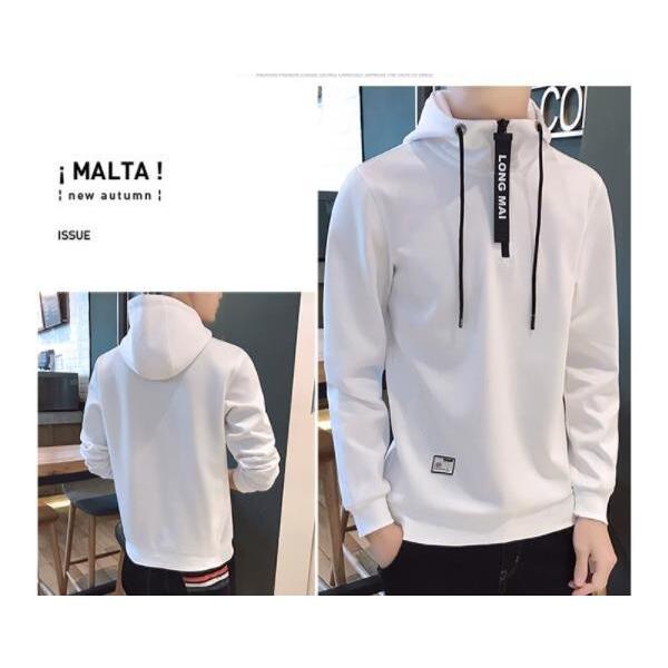 メンズ ファション スウェット 当店一番人気 スポーツパーカーカジュアルホワイト フドー付き ルームウェア