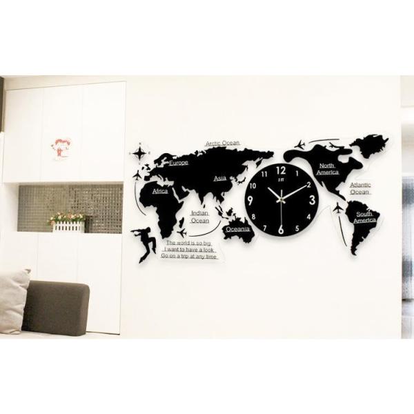 新品 北欧 壁掛け時計 世界地図時計 返品不可