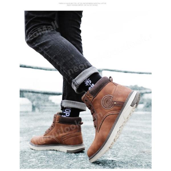 メンズ ブーツ 希少 ショートブーツ スニーカー ウィンターブーツ 裏起毛 防滑 冬用靴 防寒 綿靴 防水