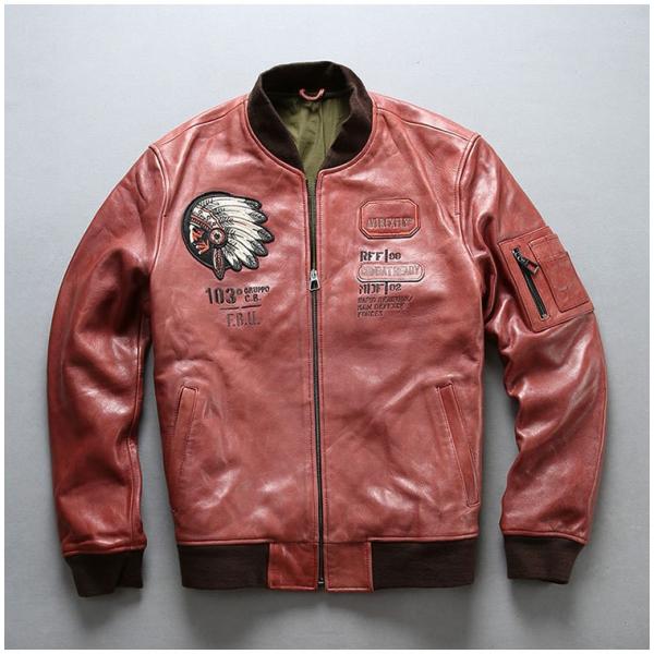 インディアン刺繍革ジャン 赤 羊の皮ジャケット 刺繍 レザージャケット ライダースジャケット