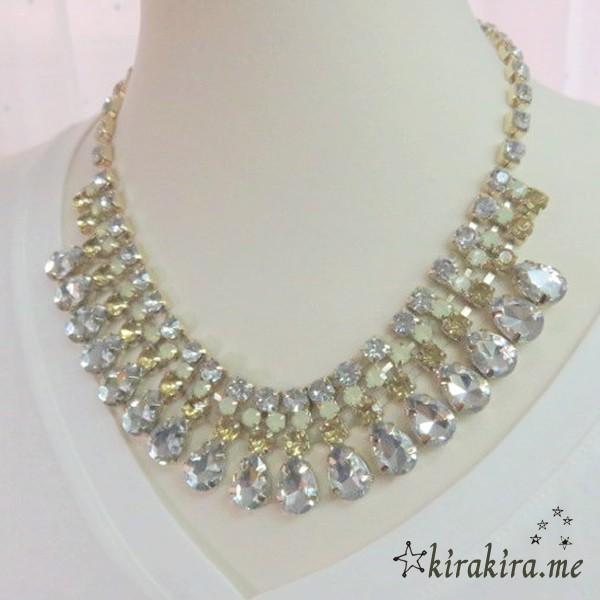 ♡ハンドメイド♡ビジューネックレス レシピNo.KR0985 貴和クリスタルのマルチビジューネックレス