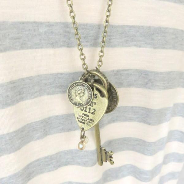 アンティーク風チャーム集合のロングペンダントネックレス カジュアルレディースアクセサリー メール便送料無料 nk アクセサリーkirakira Meヤフー店 通販 Yahoo ショッピング