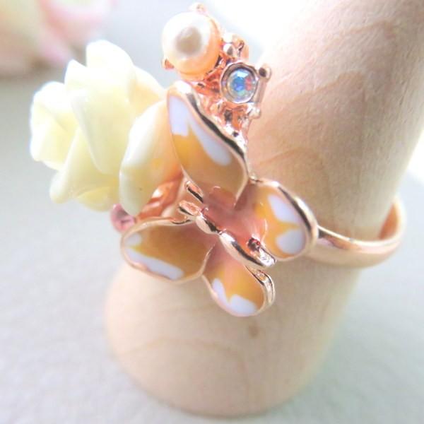 エポ使い パステル色 ピンクゴールド ブーケリング きれい 蝶 花束 美しい ボリューム感 華やか 可愛い リング メール便送料無料 ri アクセサリーkirakira Meヤフー店 通販 Yahoo ショッピング