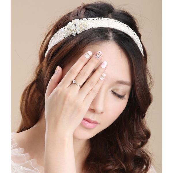 カチューム ヘアアクセサリー ウェディング フラワー お花 きらきら 結婚式 花嫁 手作り ハンドメイド レースとビジュのヘアバンド キラキラプラネット 通販 Yahoo ショッピング