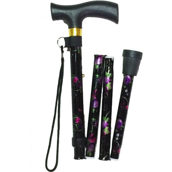 杖　コンパクトステッキ　持ち運び便利　背丈に合わせて調節可能　ゴムすべり止め付き　76cm〜86cm