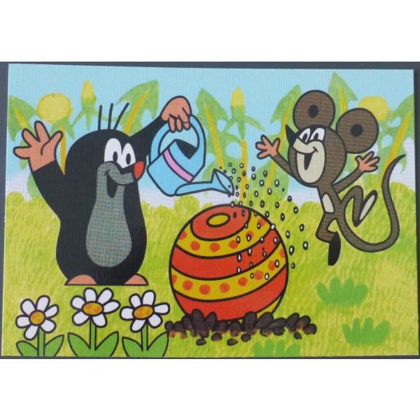 ■ポストカード もぐらくん 白い花 ねずみ じょうろ 99521 海外輸入 レア