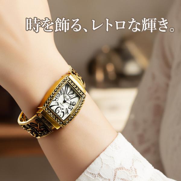 腕時計 レディース バングル タイプ アンティーク調 バングルウォッチ