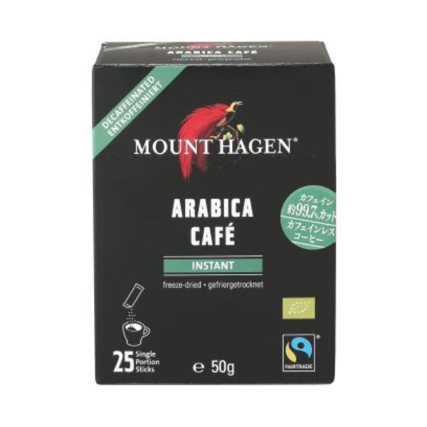 オーガニックフェアトレード カフェインレス インスタントコーヒー スティック 50g（2g×25本） 【マウントハーゲン】