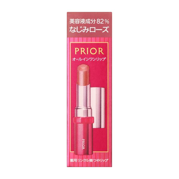 資生堂　プリオール　薬用　リンクル美つやリップ　なじみローズ　販売名プリオール　薬用　リップクリーム　ローズ  メール便対応　到着日時指定不可