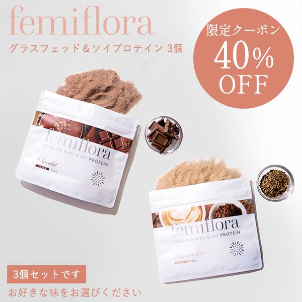 わかもと製薬 フェミフローラ グラスフェッド&ソイプロテイン 3個
