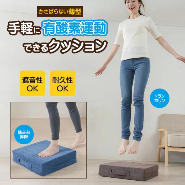 体幹ぴょんぴょん ホップステッパー スリム ブラウン/ネイビー トランポリン クッション エクササイズ 家庭用 マット 室内 踏み台昇降