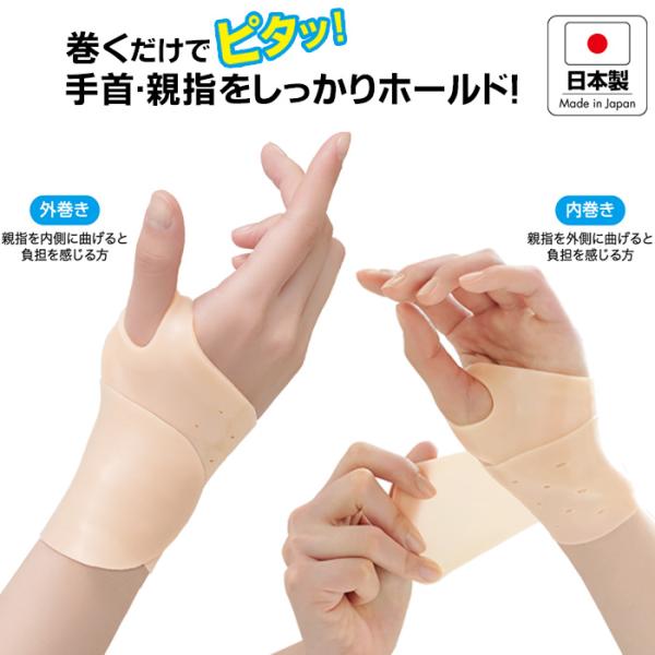 巻くだけ簡単手首ゲルサポーター 薄型ゲルで親指手首をしっかり固定 水仕事OK 薄型 繰り返し使える