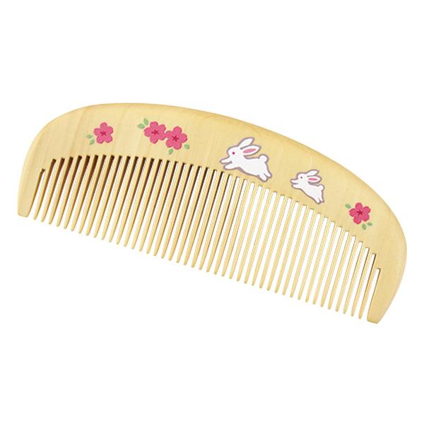 即納 潤いつげ櫛 ケース付 うさぎ 兎 椿油たっぷり 潤い くし ヘアケア