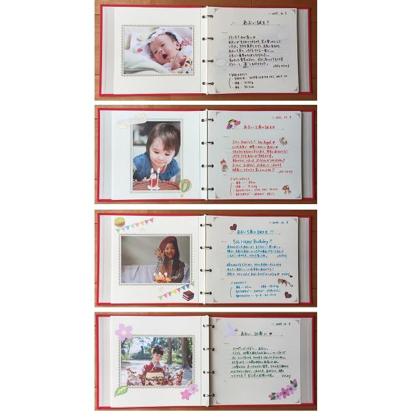 バースデーアルバム 出産祝い 誕生日 誕生 手作り アルバム かわいい おしゃれ 写真 フリー台紙 メッセージ セットアップ 台紙