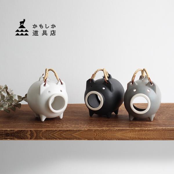 かもしか道具店 萬古焼 蚊やりブタ こぶり(万古焼 蚊遣り 蚊やり 蚊遣 日本製 和風 蚊取り線香 蚊遣り豚 陶器 置物) 即納