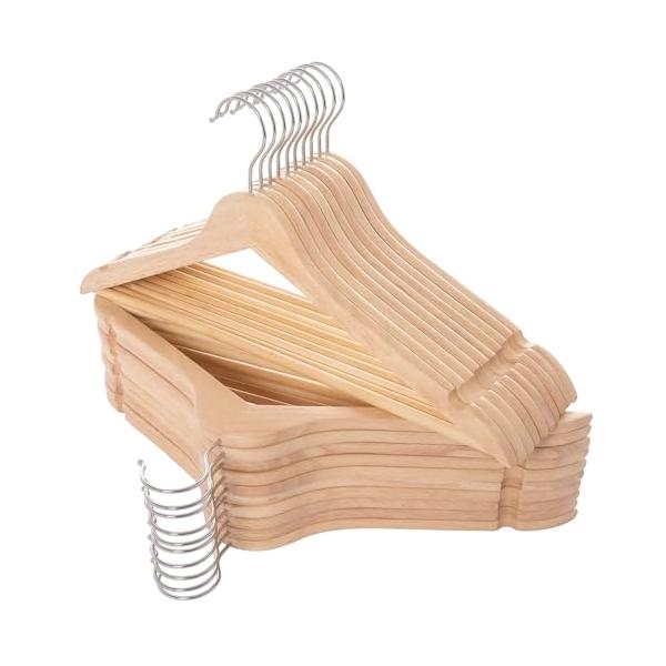 他サイト： ELONG HOME 木製ハンガー 滑り止め凹みとズボンバーが付いた衣類ハンガー 型崩れ防止 360度回転薄型洋服ハンガー スーツ・シャツ・ジャの商品画像