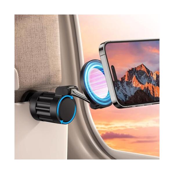 JP Styleブラック/-/-・Style:JP Style・強力磁石で機内安定固定スマホホルダーは0.1秒即着脱を実現。煩わしいクランプ調整不要で、16個のN52超強力マグネットが乱気流時でもスマートフォンを確密保持。耐衝撃構造と滑り止...