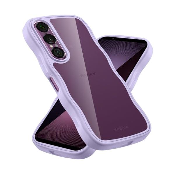 クリア Xperia 1 VII ケース/SO-51F かわいい 波状フレーム うねうね