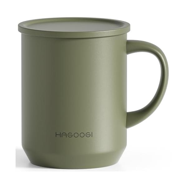HAGOOGI 蓋付き マグカップ 保温 保冷 360ml 真空断熱 セラミック