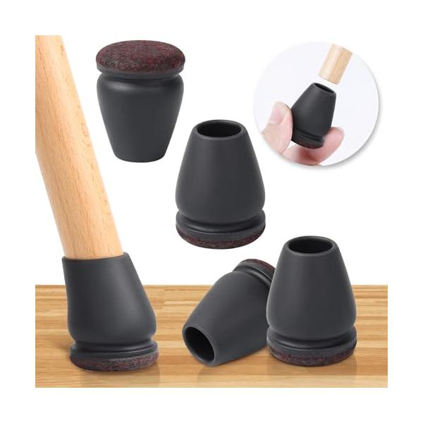 ブラック/丸脚-Small/JP-HSW-0019・Size:丸脚-SmallColor:ブラック・床保護&amp;騒音防止：椅子脚カバーの底部には厚いフェルトパッドが使用され、椅子脚の端をしっかりと包み込む。椅子脚と床が直角でなくても、傾...