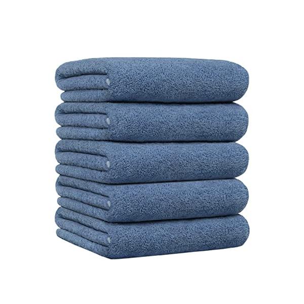 他サイト： バスタオル マイクロファイバー ホテル仕様 大判 約60X120cm ふわふわ 柔らかい 瞬間吸水 速乾 抗菌 防臭 5枚セット タオル (ブルの商品画像