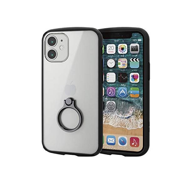 他サイト： エレコム iPhone 12 mini ケース ハイブリッド 耐衝撃 TOUGHSLIM LITE フレームカラー リング付 ブラック PM-Aの商品画像