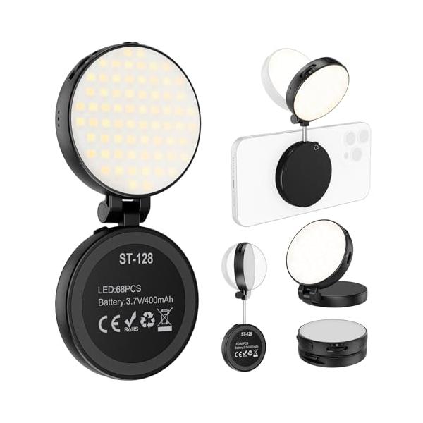 リングライト 自撮りライト MagSafe対応 360°回転 210°フリップ 68個