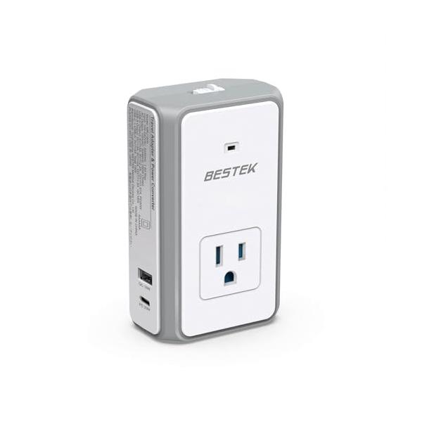 ホワイト+グレー/MRJ1606-PD/-・Size:MRJ1606-PDColor:ホワイト+グレー・1台5役変圧器・変換プラグ・電源タップ・USB充電器・アダプター 5in1セットの製品です。各種アダプターが不要になり、持ち物が少なく、...