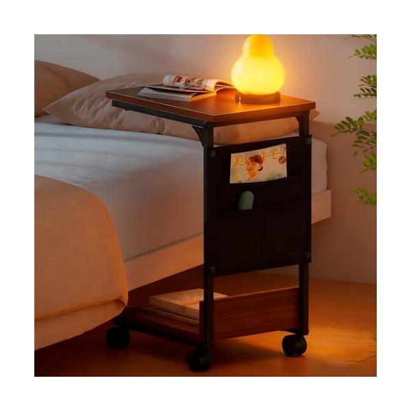 カジュアルwalnut/幅37×奥行き26×高さ54(キャスター付き)/LQ-BJ・Color:walnut・??サイドテーブル仕様組み立て後のサイズ(cm)：幅37×奥行き26×高さ54(キャスター付き)；本体質量約3.3kg；移動しやす...