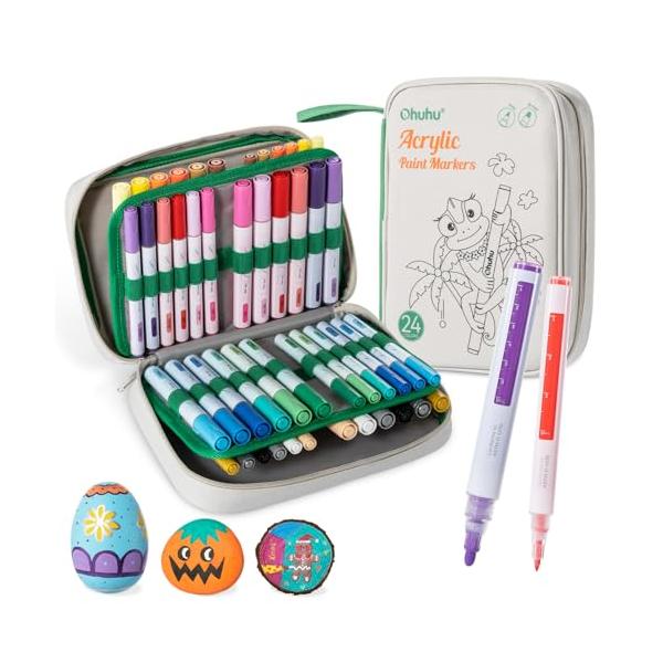 Ohuhu アクリルマーカー 48本24色セット ペイントペン ペイント