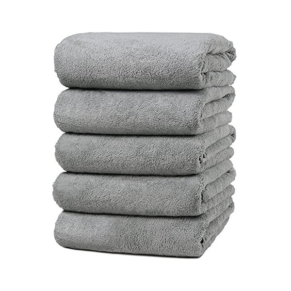 他サイト： Joyful バスタオル マイクロファイバー ホテル仕様 大判 60*120cm 5枚セット 高速吸水 速乾 耐久性 抗菌防臭 ふわふわ 柔らかの商品画像