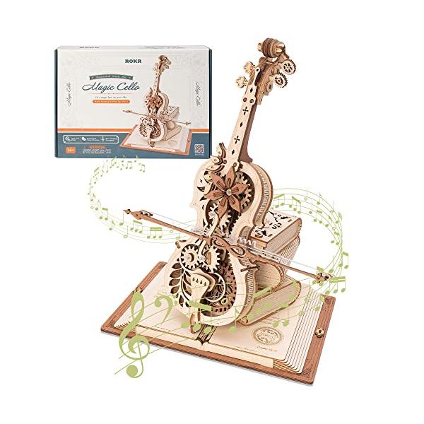 マジック チェロ/-/-・オルゴール付き立体パズル：この ROKR パズルは、チェロを「機械式オルゴール」に組み込んでいます。手つくりの楽しさと音楽を両方満喫できます。・自動再生メカニズム＆音楽: 巻き取りメカニズムは、弓を左から右に直線的...