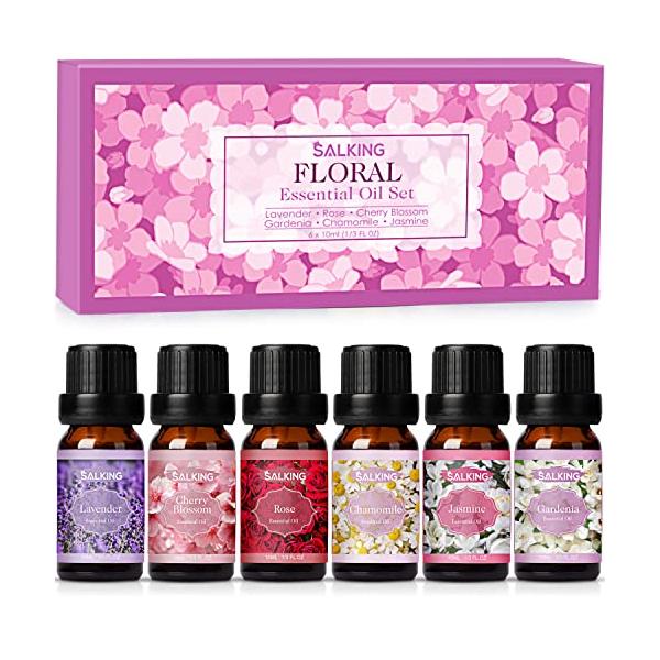 他サイト： SALKING アロマオイル 6種セット エッセンシャルオイル 精油 天然100% ラベンダー/ローズ/桜/クチナシ/カモミール/ジャスミン 1の商品画像