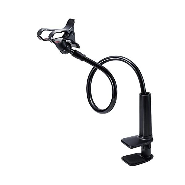 他サイト： エレコム スマホ用スタンド アーム型 全長80cm 自由に曲がる(4.6~6.9インチスマホ対応) ブラック PWDSLARM80BKの商品画像