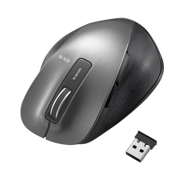 他サイト： エレコム マウス ワイヤレス Mサイズ 5ボタン(戻る・進むボタン搭載) BlueLED 握りの極み ガンメタリック M-XGM10DBBK/Eの商品画像