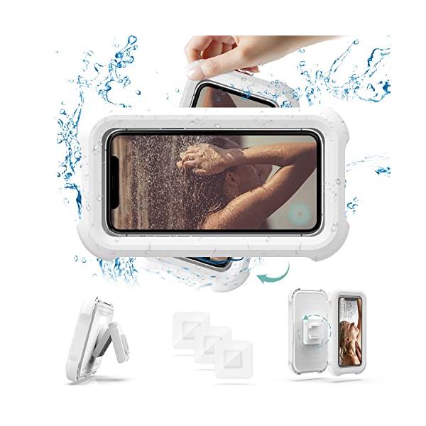ホワイト/-/-・??強化版防水ケース・防水??防曇??防汚?? ?Trywon強化版のお風呂防水ケース本体は強化プラスチックと強化ゴムの合成ABS素材、2重構造の防水加工がありシリコンゴムが内蔵されて、ケースに入れたままで、密封性がよくて...