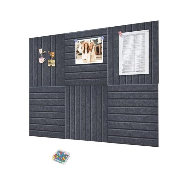 垂直バー グレー/90x60cm（6枚入り）/-・Size:90x60cm（6枚入り）Color:垂直バー グレー・環境に優しく安全な素材：フェルトボードは、従来のコルクボードに代わる現代的な製品で、接着剤や化学薬品を使用せず、安全で無臭の...