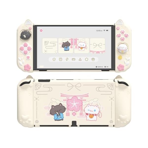 PlayVital Nintendo Switch OLED対応 保護ケース 耐衝撃 ドック対応 有機el対応ハードカバー＋シリコングリップ付き